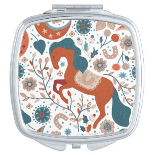Scandinavian Horse Cute Compact Mirror