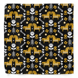 Scandinavian Horse Folk Art Bandana