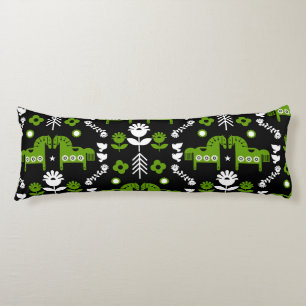 Scandinavian Horse Folk Art Body Pillow