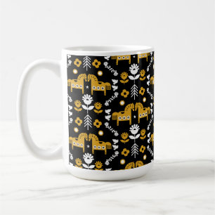 Scandinavian Horse Folk Art Coffee Mug