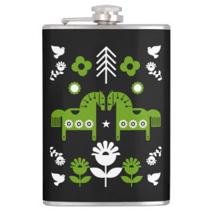 Scandinavian Horse Folk Art Flask