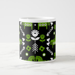 Scandinavian Horse Folk Art Giant Coffee Mug