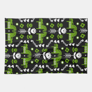 Scandinavian Horse Folk Art Kitchen Towel