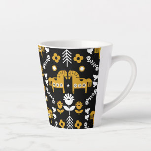 Scandinavian Horse Folk Art Latte Mug