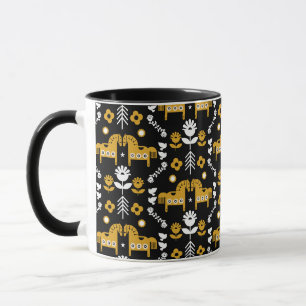 Scandinavian Horse Folk Art Mug
