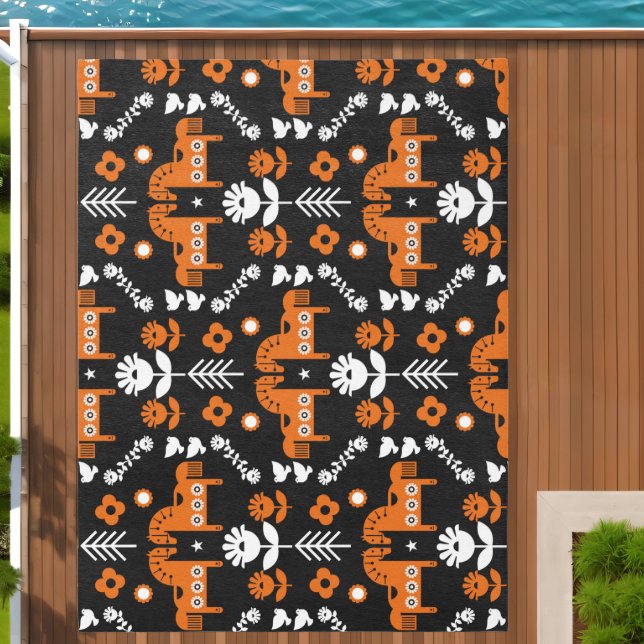 Scandinavian Horse Folk Art Outdoor Rug (Insitu (Outdoor 2))