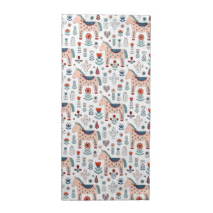 Scandinavian Horse Folk Art Pattern Cloth Napkin