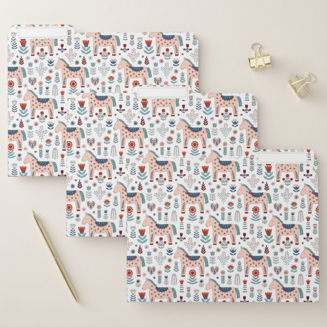 Scandinavian Horse Folk Art Pattern File Folder (Set)