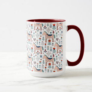 Scandinavian Horse Folk Art Pattern Mug