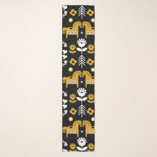 Scandinavian Horse Folk Art Scarf