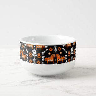 Scandinavian Horse Folk Art Soup Mug