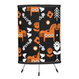 Scandinavian Horse Folk Art Tripod Lamp