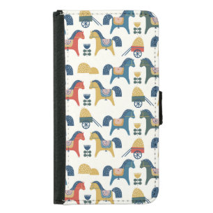 Scandinavian Horses: Colorful Folk Art Samsung Galaxy S5 Wallet Case