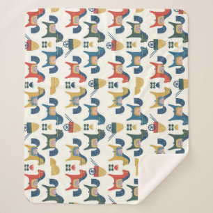 Scandinavian Horses: Colorful Folk Art Sherpa Blanket