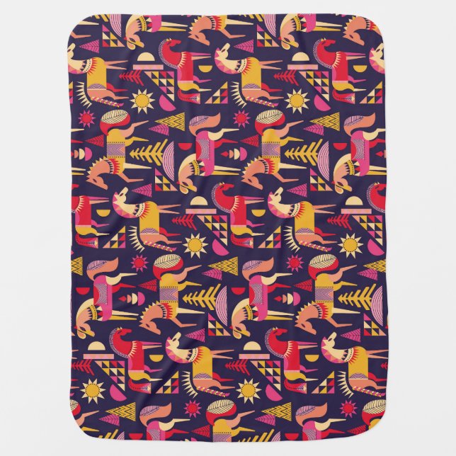 Scandinavian Horses: Decorative Seamless Design Baby Blanket (Front)