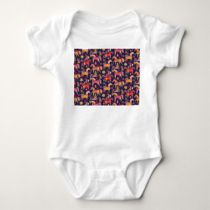 Scandinavian Horses: Decorative Seamless Design Baby Bodysuit