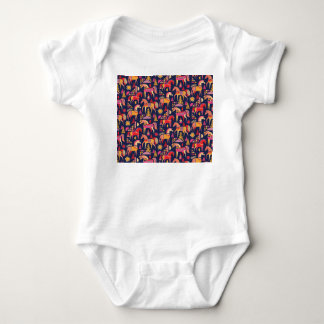 Scandinavian Horses: Decorative Seamless Design Baby Bodysuit