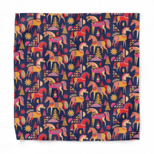 Scandinavian Horses: Decorative Seamless Design Bandana