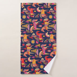 Scandinavian Horses: Decorative Seamless Design Bath Towel