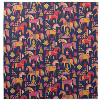 Scandinavian Horses: Decorative Seamless Design Cloth Napkin