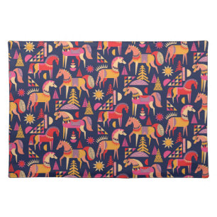 Scandinavian Horses: Decorative Seamless Design Cloth Placemat