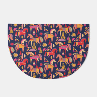 Scandinavian Horses: Decorative Seamless Design Doormat