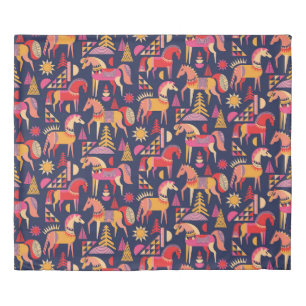 Scandinavian Horses: Decorative Seamless Design Duvet Cover