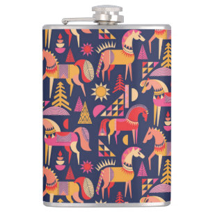 Scandinavian Horses: Decorative Seamless Design Flask
