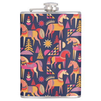 Scandinavian Horses: Decorative Seamless Design Flask