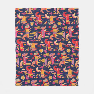 Scandinavian Horses: Decorative Seamless Design Fleece Blanket