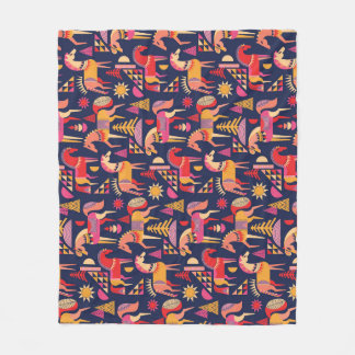 Scandinavian Horses: Decorative Seamless Design Fleece Blanket