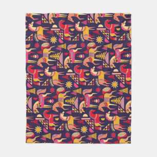 Scandinavian Horses: Decorative Seamless Design Fleece Blanket