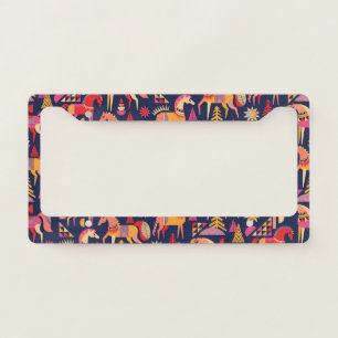 Scandinavian Horses: Decorative Seamless Design License Plate Frame