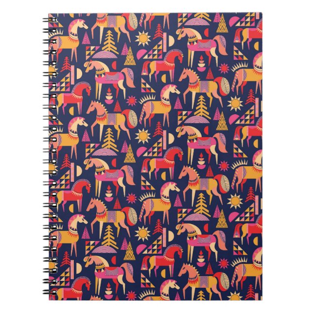Scandinavian Horses: Decorative Seamless Design Notebook (Front)