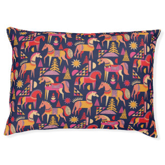 Scandinavian Horses: Decorative Seamless Design Pet Bed