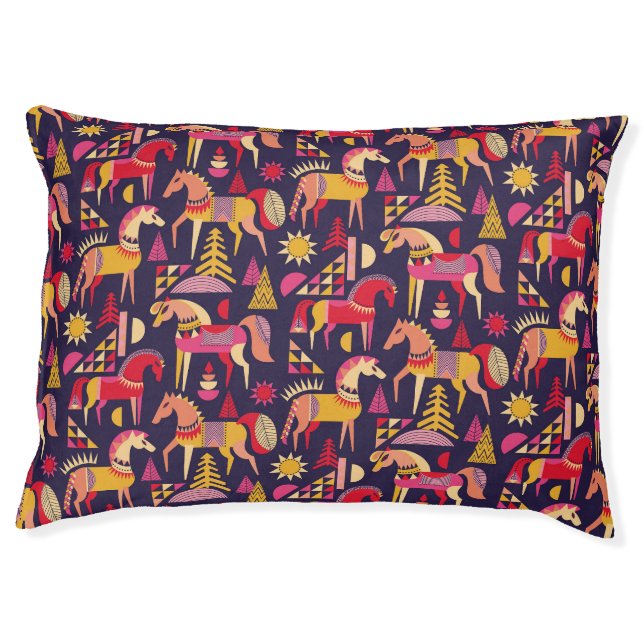 Scandinavian Horses: Decorative Seamless Design Pet Bed (Front)