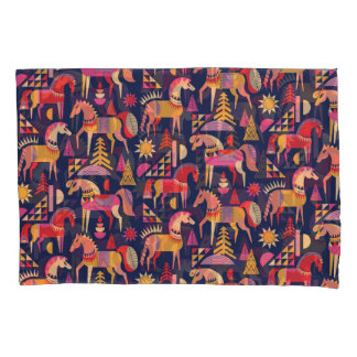 Scandinavian Horses: Decorative Seamless Design Pillow Case