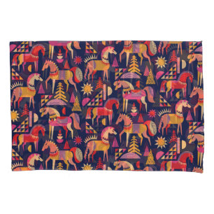 Scandinavian Horses: Decorative Seamless Design Pillow Case