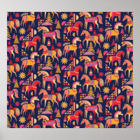 Scandinavian Horses: Decorative Seamless Design