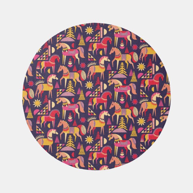 Scandinavian Horses: Decorative Seamless Design Rug (Front)
