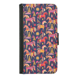 Scandinavian Horses: Decorative Seamless Design Samsung Galaxy S5 Wallet Case