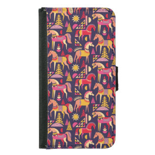 Scandinavian Horses: Decorative Seamless Design Samsung Galaxy S5 Wallet Case
