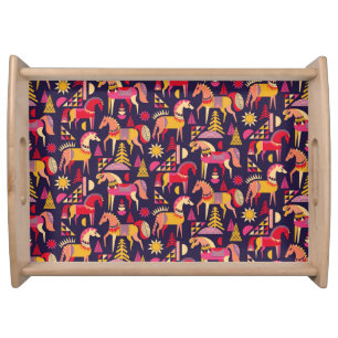 Scandinavian Horses: Decorative Seamless Design Serving Tray