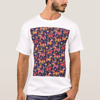 Scandinavian Horses: Decorative Seamless Design T-Shirt