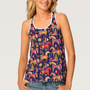 Scandinavian Horses: Decorative Seamless Design Tank Top