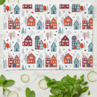 Woodland Folk Art Style Microfiber Dish Towel