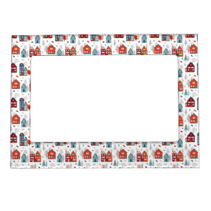 Scandinavian House Folk Art Pattern Magnetic Frame