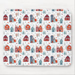 Scandinavian House Folk Art Pattern Mouse Pad