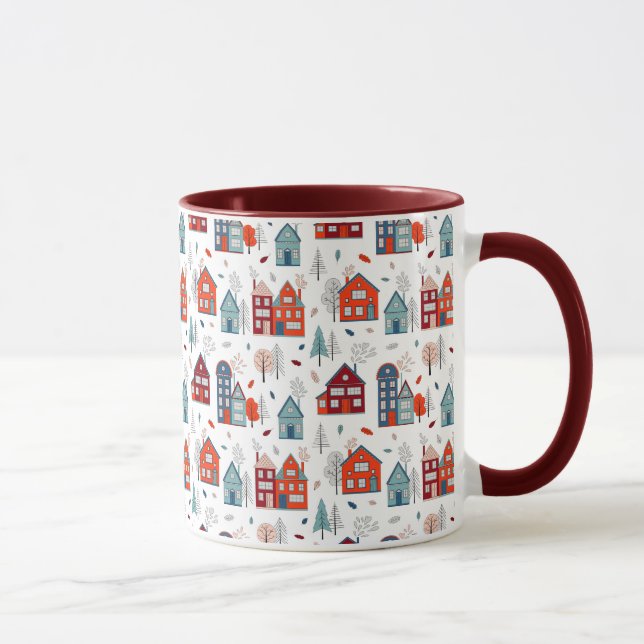 Scandinavian House Folk Art Pattern Mug (Right)