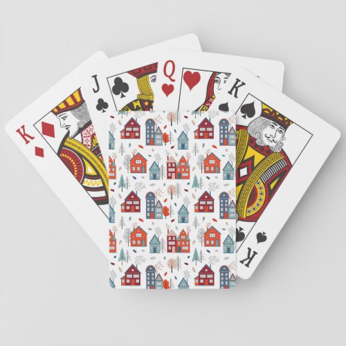 Scandinavian House Folk Art Pattern Playing Cards
